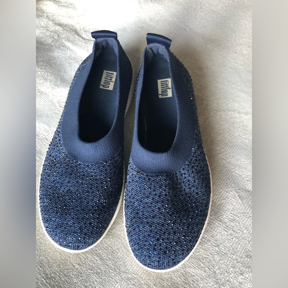 Fitflop Navy Sparkle Slip On Shoes